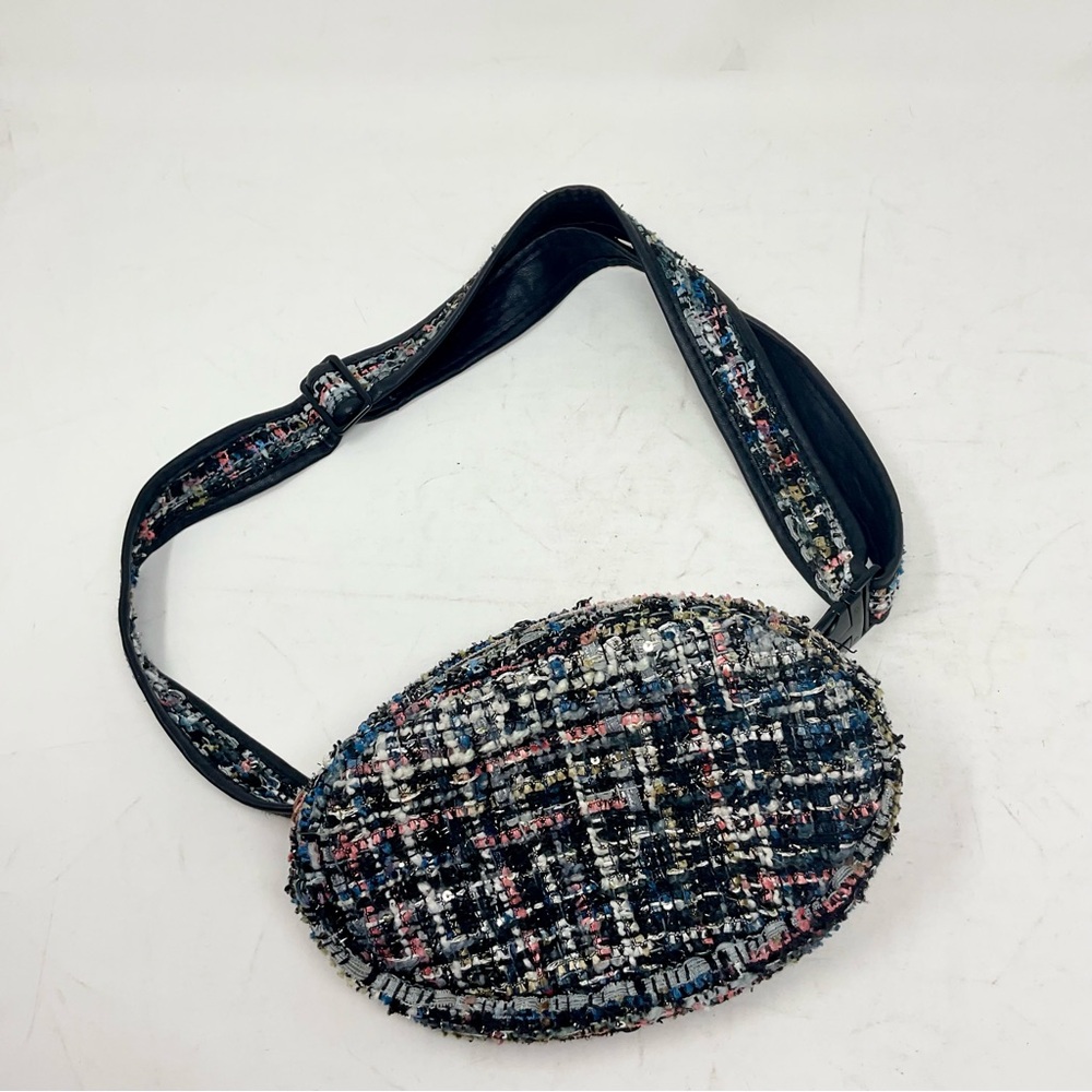 Chic Tweed Kids Crossbody Bag belt bag Black and Pink